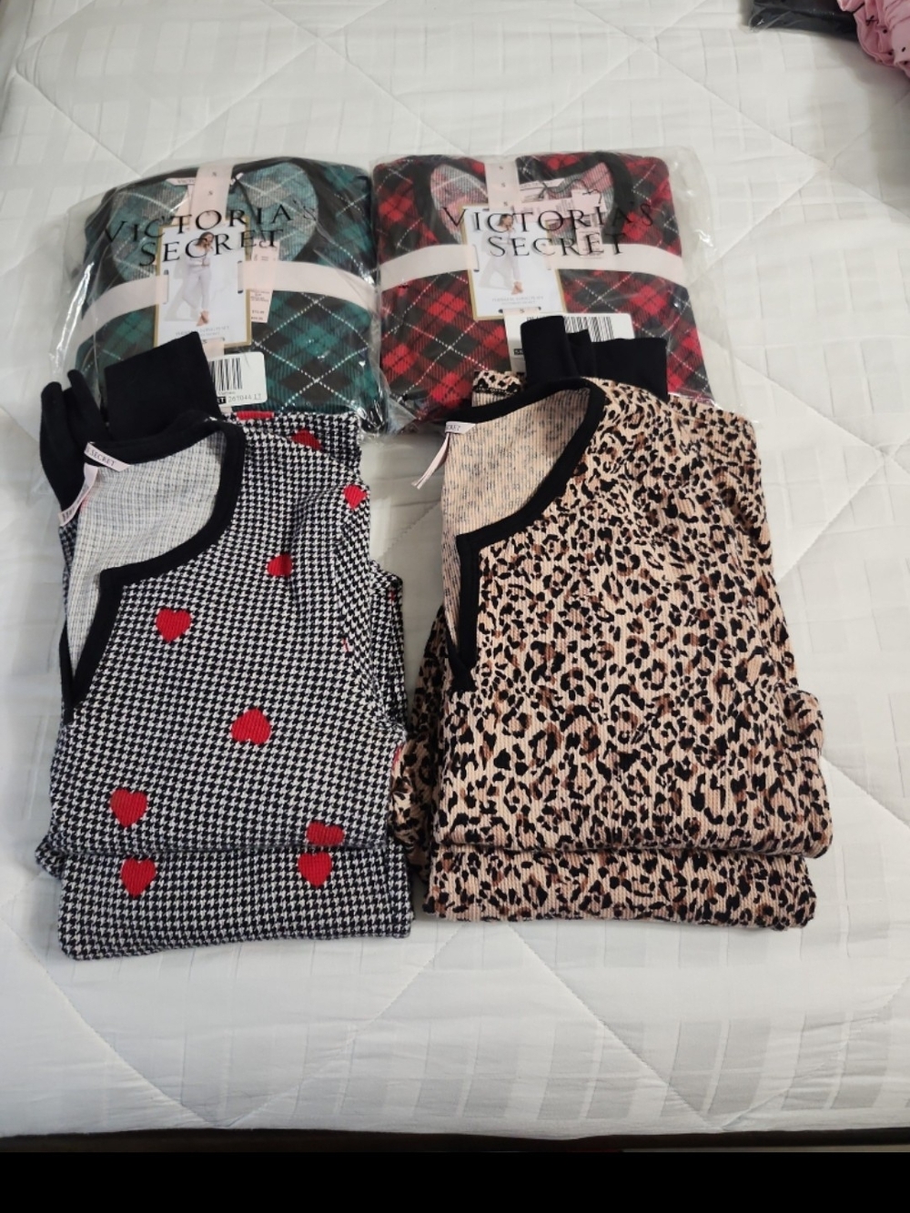 Victoria's Secret Pajama Set Pack — Black, Red, Tan, Green